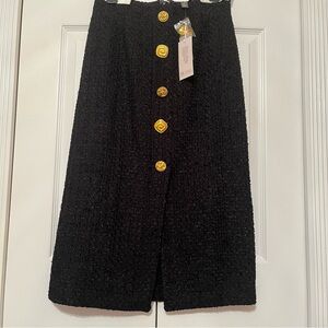 Tweed Black Skirt with Gold Accents Elegant Women’s Size 2